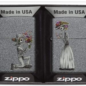 Zippo Silver Skeleton Lighter Set